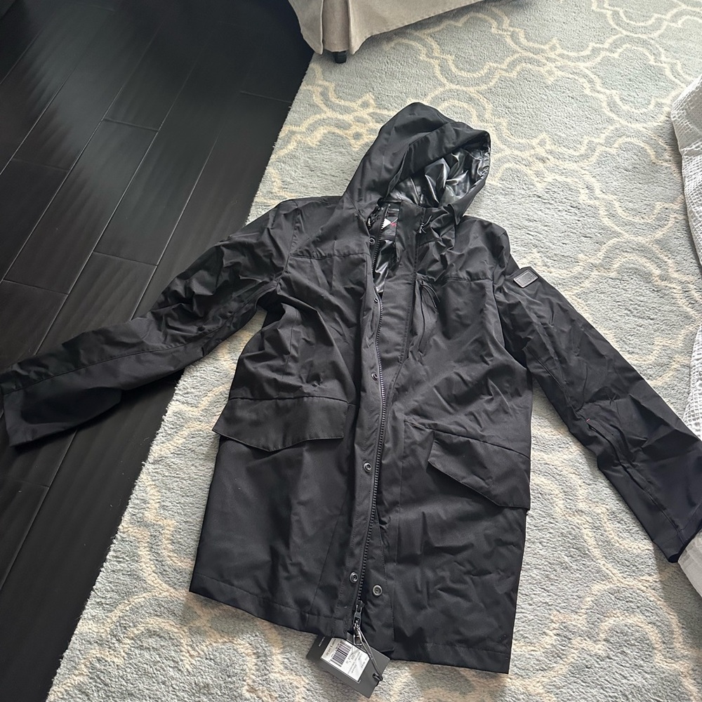 Men's Black Hooded Rain Jacket